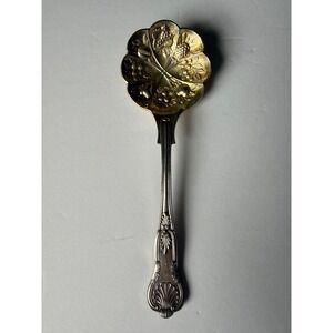 Rare Vintage Sheffield England Silver Plate Berry Spoon with Gold Wash